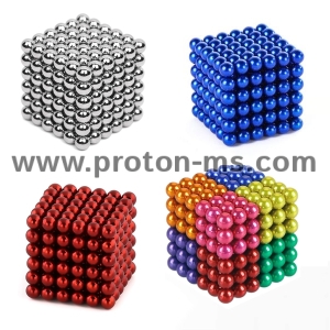 Магнитни Топчета (сфери), Neo Cube, Zen Magnets, Neo Spheres, 216 бр. топчета, 5mm, Сребърни, Сини, Червени, Цветни