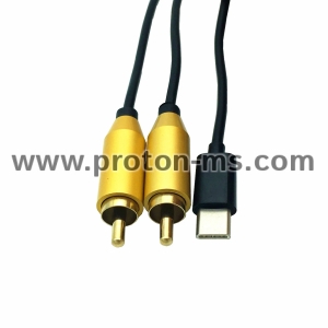 КАБЕЛ USB TYPE C MALE TO DUAL RCA MALE / FEMALE STEREO AUDIO VIDEO AV AUDIO CABLE SPLITTER ADAPTER GOLD PLATED RCA PLUGS LEAD CORD