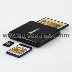ЧЕТЕЦ ЗА КАРТИ HAMA MULTI, USB 3.0, SD/MICROSD/CF, 5 GBPS, ЧЕРЕН