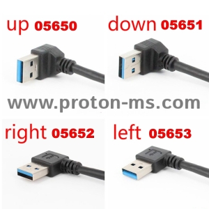USB 3.0 EXTENSION CABLE UP DOWN LEFT RIGHT ANGLE 90 DEGREE MALE TO FEMALE SUPER SPEED 5GBPS USB DATA SYNC CHARGING CABLES, 20см