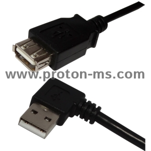 КАБЕЛ USB-A/M 90° КЪМ USB-A/F, 1.8M, ЧЕРЕН, CAB-USB2AAF/2-K, BQ CABLE