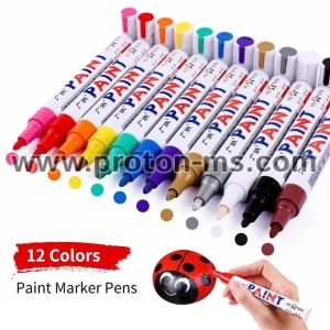 12Pcs Waterproof Permanent Paint Marker Pen Colorful
