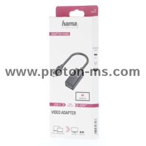 Адаптер HAMA 200315, USB-C мъжко - HDMI женско, Ultra HD, 4K, Черен