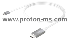 Кабел j5create JCC153G, USB-C мъжко - HDMI мъжко, 1.8 m, Бял