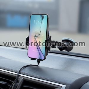 Automatic Smartphone Car Mount with support for fast wireless charging, black