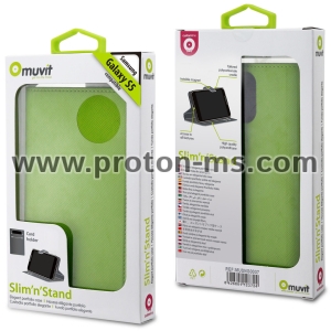 Зелен кожен калъф MUVIT за Samsung Galaxy S5 