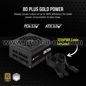 Power Supply Corsair RM750e, 80+ GOLD 750W, Fully Modular, ATX 3.0