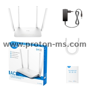Wireless Router CUDY WR1300, Dual-band AC1200, 300+867 Mbps, DDR 128MB, White