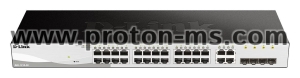 D-Link DGS-1210-28, 28-ports 10/100/1000 Gigabit Smart Switch including 4 x 1000Base-T /SFP ports, managed, Rack-Mount