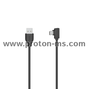 Кабел HAMA USB-C мъжко- USB A, 90°, 0.75 м, USB 2.0, 480Mbit/s, Черен