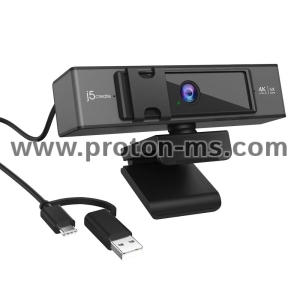 Уеб камера j5create JVCU435, 4K UltraHD, микрофон, USB, 360° Rotation, 5x Digital Zoom, Remote Control, Черен
