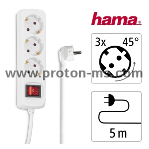 Power Strip HAMA, 3-Way, with switch, 5 m, 108815  