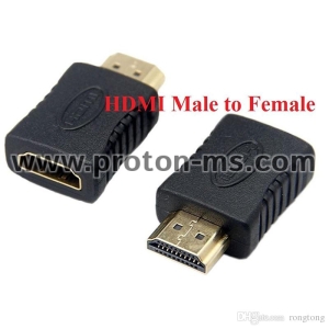 Преходник HDMI мъжка букса към HDMI женска букса, златист