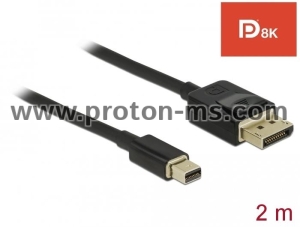 Delock Mini DisplayPort to DisplayPort cable 8K 60 Hz 2 m DP 8K certified