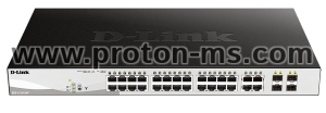 Switch D-Link DGS-1210-24P/E, 24 PoE 10/100/1000 Base-T port with 4 x 1000Base-T /SFP ports, managed, Rack-Mount