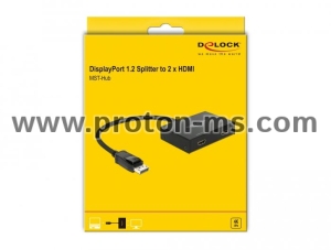 Delock DisplayPort 1.2 Splitter 1 x DisplayPort in > 2 x HDMI out