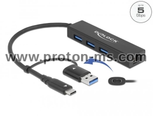 3 Port USB 3.2 Gen 1 Hub, DELOCK-64149