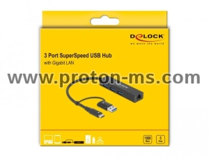 USB хъб 3 порта, 3.2 Gen 1, DELOCK-64149