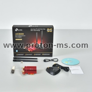 Безжичен адаптер TP-LINK Archer TX3000, AX3000 Wi-Fi 6, PCI-EX, Bluetooth 5.0, две външни антени