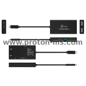 Кепчър j5create JVA01, HDMI - HDMI, USB-C хъб, Черен