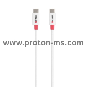 Кабел Skross, USB-C - USB-C 2.0 мъжко, 1.20 м, Бял