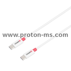 Кабел Skross, USB-C - USB-C 2.0 мъжко, 1.20 м, Бял