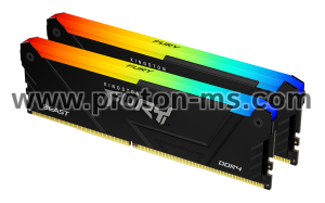 Memory Kingston FURY Beast Black RGB 32GB(2x16GB) DDR4 3600MHz CL18 KF436C18BB2AK2/32