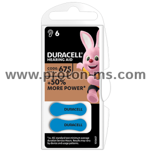Батерия цинково въздушна DURACELL ZA675 6 бр. бутонни за слухов апарат в блистер