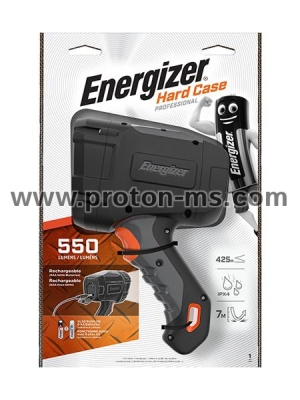 Torch RECHARGEABLE  rubber 550 lumens + 6 batteries AA NIMH 425m  Beam distance ENERGIZER