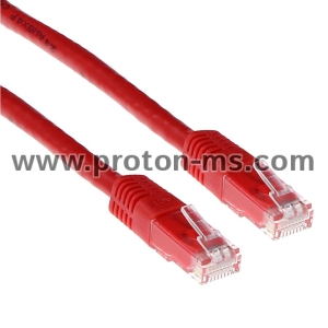Мрежов пач кабел ACT U/UTP, CAT 6, RJ-45 - RJ-45, 2 m, Медни проводници, Червен, Булк опаковка