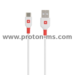 Кабел Skross, USB-C - USB-A 2.0 мъжко, 2.0м, Бял