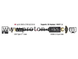 Delock Cable USB Type-C™ male > HDMI male (DP Alt Mode) 4K 30 Hz 2 m black