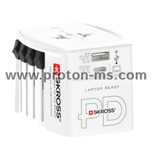 Адаптер SKROSS AC45PD, USB-A, USB-C, 1.302975, World, Бял