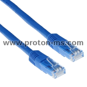 Мрежов пач кабел ACT U/UTP, CAT 6, RJ-45 - RJ-45, 1.0 m, Медни проводници, Син, Булк опаковка