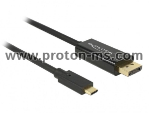 Конвертор Delock, USB-C мъжко - DisplayPort мъжко, 4K 60 Hz, 2 m, Черен