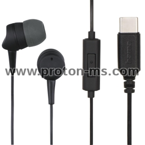 Hama "Sea" Headphones, In-Ear, Microphone, Cable Kink Protection, USB-C, black