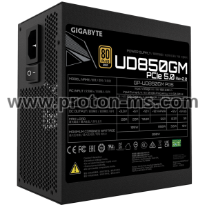 Захранващ блок Gigabyte UD850GM PG5, 850W, 80+ GOLD, Modular, ATX 3.0, PCIe 5.0 Ready