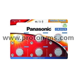 Lithium Button Battery PANASONIC  CR2025 3V 6 pcs in blister 