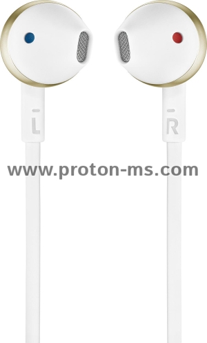 Wireless Headphones JBL T205BT, White/Gold