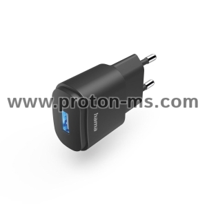 Мрежово зарядно Hama, USB-A, 6 W, Черен