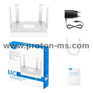 Wireless Router CUDY WR1300E, Dual-band AC1200, 300+867 Mbps, 3xGigabit, White