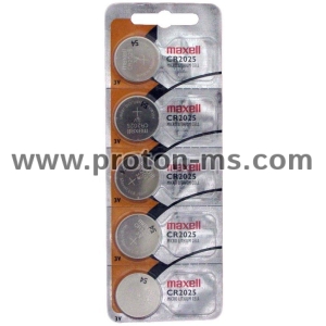 Button Battery  Lithium  MAXELL CR2025 3V  5 pcs. in blister / price for 5 BATTERIES /