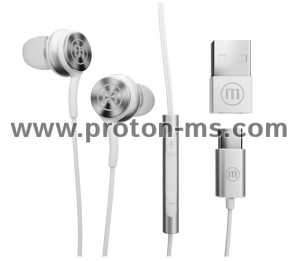 Слушалки с микрофон MAXELL XC1, USB-C, Бели