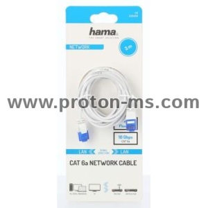 Мрежов кабел HAMA Flexi-Slim, U/UTP CAT 6a, 10 Gbit/s, RJ-45 - RJ45, 3.0 m, Бял
