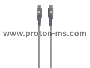 Кабел Skross, USB-C - USB-C, Метална оплетка, 1.20 м, Сив