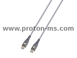 Skross USB-C to USB-C Cable, Metal Braiding, 1.2 m, Grey