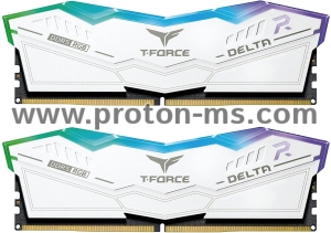Памет Team T-Force Delta, RGB White, DDR5, 32GB(2x16GB), 6400MHz, CL40, 1.35V