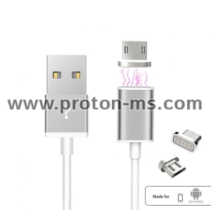 Магнитен Micro USB Кабел за данни/зареждане, Сребърен