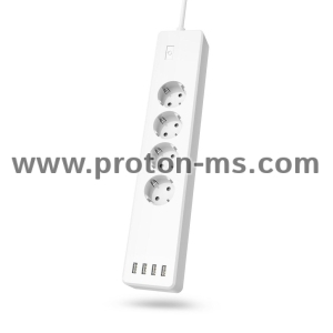 Hama WLAN Socket Strip, 4-way, without Hub, Individually Switchable, 4-port USB