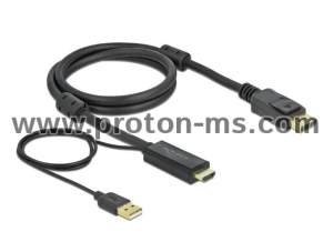 Cable Delock HDMI to DisplayPort cable 4K 30 Hz 1 m, Black